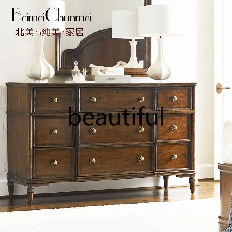 American storage drawer  three-bucket cabinet European shoe cabinet retro foyer partition entrance cabinet
