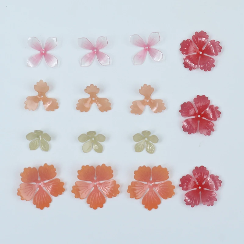 10pcs Red Orange Pink Green Beauty Flowers Beads for DIY Jewelry Making Handmade Resin Party Wedding Earring Hair Accessories