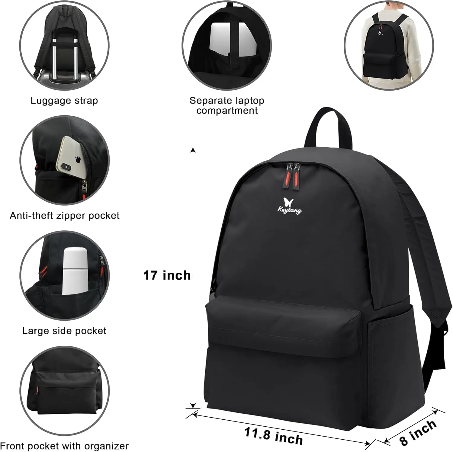 Mala de mão rígida extensível leve laranja de 20 polegadas com bolso frontal para viagens