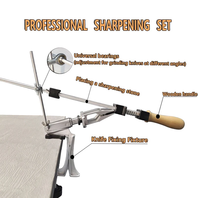 

2025 Fixed Angle Sharpener Rotatable Angle Adjustable Sharpening Diamond Quick Cutting Edge Clamp Table Holder Kitchen Tools HOT