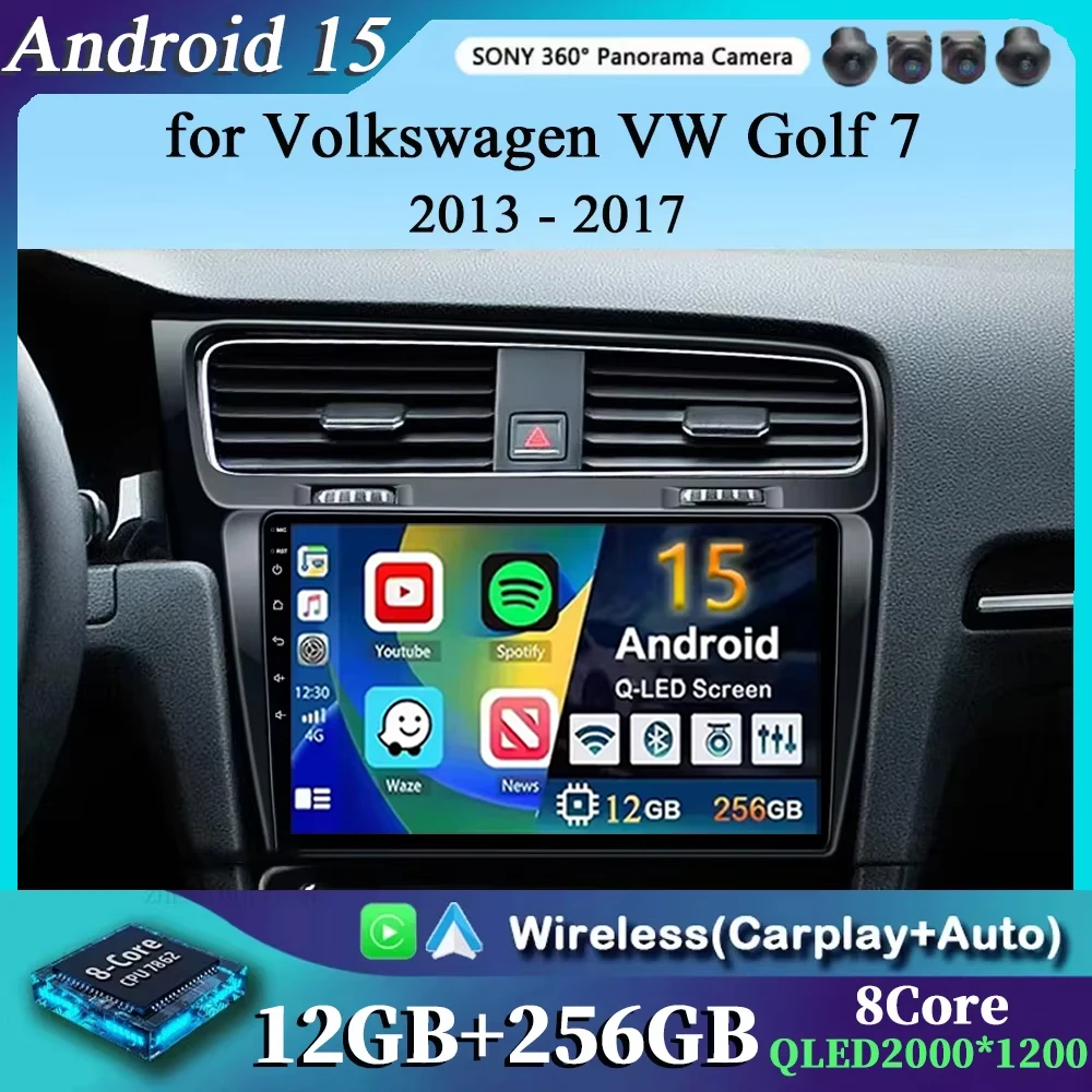 

Android 15 Carplay Auto Car Radio for Volkswagen VW Golf 7 2013 2014 2015 2016 2017 Multimedia Player GPS Navigation 4G+WIFI