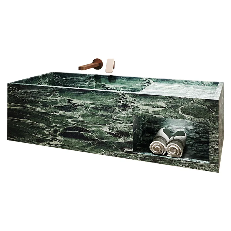 

Emerald Marble Wall-Mounted Sink Thin Edge Bathroom Basin Heat-Resistant Luxury Vanity Custom One-Piece Design Unique Vein