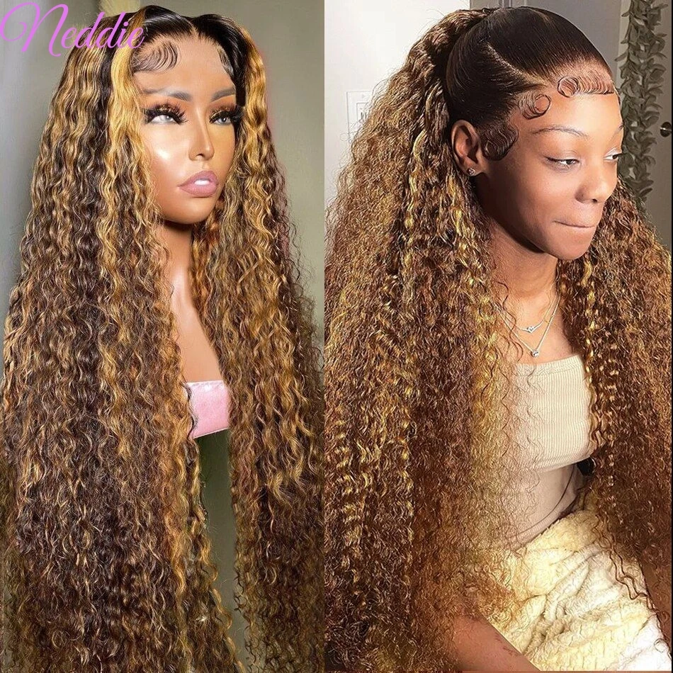 Deep Wave Wigs 4/27 Highlight Curly Wigs HD Lace Frontal wig 13x6 13x4 Transparent Human Hair Brazilian Wigs Lace Front wigs