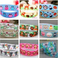 DHK 22mm 10yards Koala Elephant Animals Printed Grosgrain Ribbon Accessories Headwear Decoration Collar DIY Sewing Craft B2414