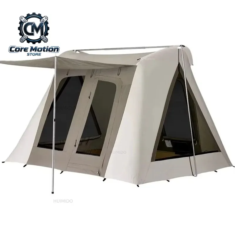Outdoors Cotton Canvas Spring bar Flex Bow Tent Deluxe Camping Tent Living Room Glamping--tent