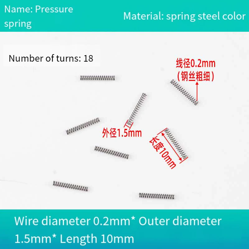 

Wire Dia 0.2mm Length 10mm Long Compression Spring Steel Y Type Compressed Release Pressure Return Spring OD 5-50mm