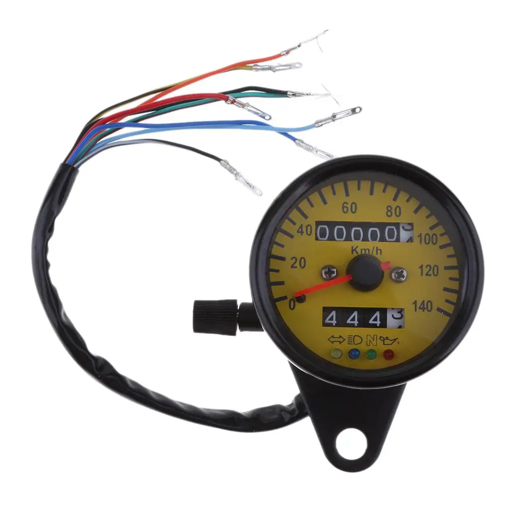 

Motorcycle Speedometers Meter DC 12V Yellow Dial 60Mm Indicator