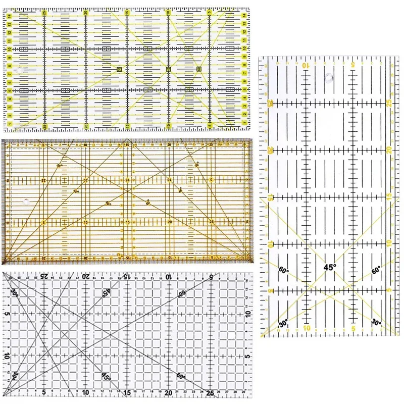 Quilting Ruler Fabric Cutting Ruler with Double Colored Grid Lines Sewing Ruler for Sewing Tailor Patchwork Craft Sewing Tools