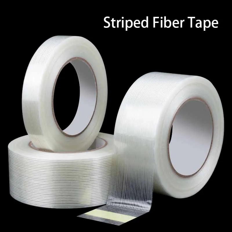 

Striped Fiber Tape Lithium Battery Pack Insulation Wrap Fiberglass Tape Transparent Single Side Adhesive Seal Packaging Fixed