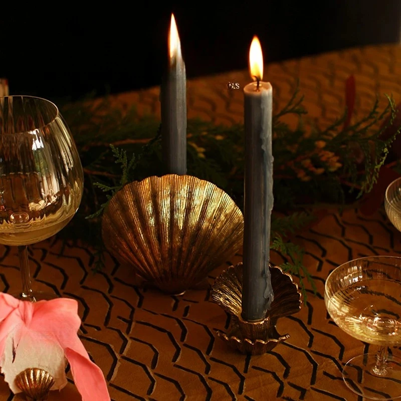 Brass Candlestick Ornament Vintage Handmade Candle Holder Home Candlelight Dinner Ornament