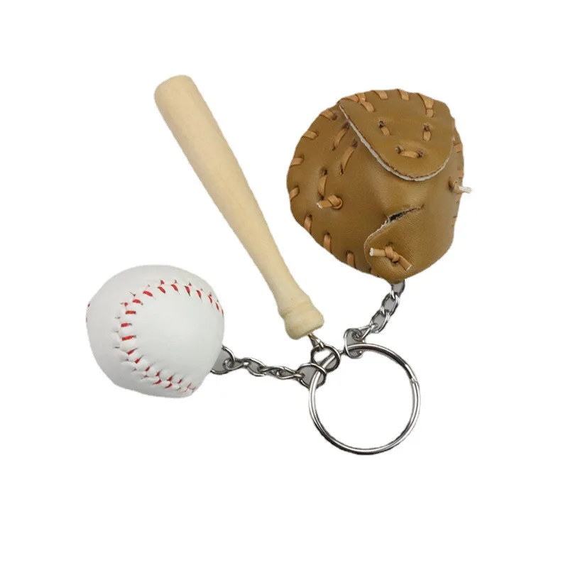 Creative Keychain Glove Baseball Bat PU Leather Baseball Keyring Guitar Keychain Can Open Wine Bottles Promotion Novelty Gift