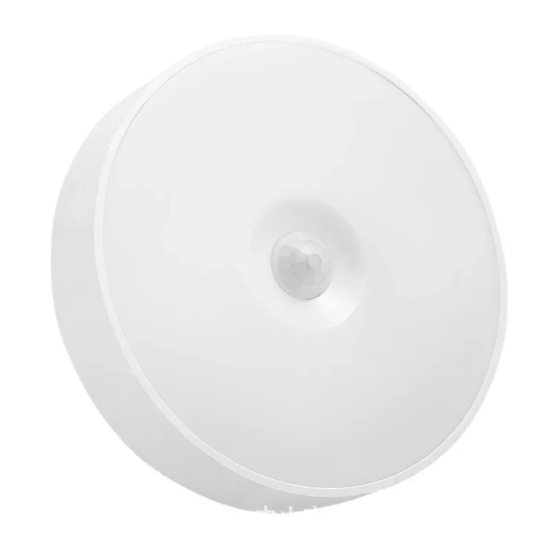 Luz LED Circular de detección humana para armario, cocina, baño, dormitorio, lámpara de luz nocturna USB magnética, novedad de 2024