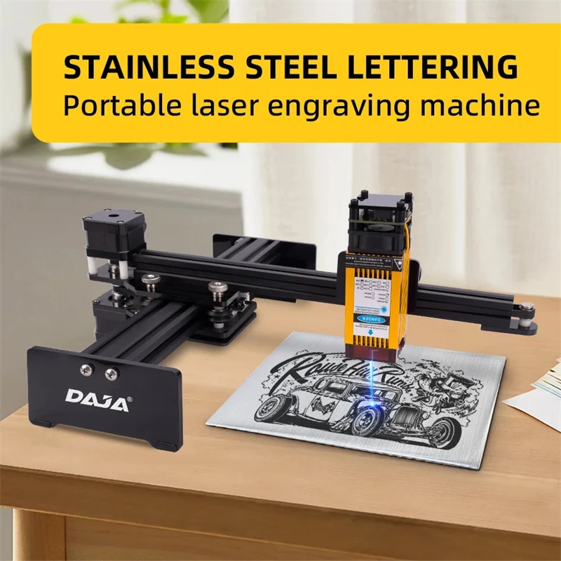 DAJA D2 Small Laser Engraving Machine, Stainless Steel Wood Plastic Customized logo, Automatic DIY Glass Leather Laser Marking