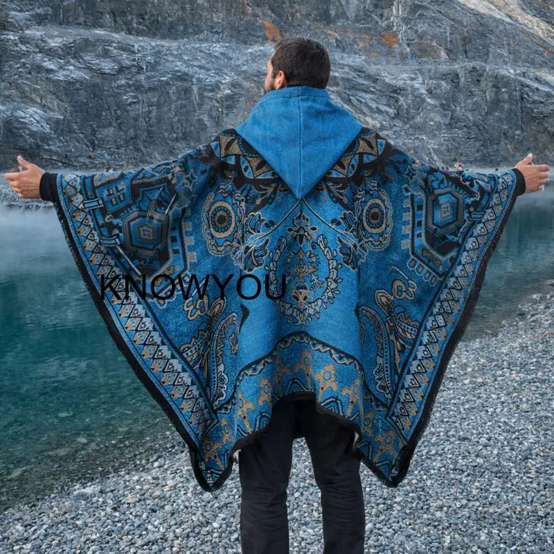 

Свободные пончо-накидки унисекс больших размеров (130*150 см) с капюшоном, теплые, толстые, из смесового кашемира и пашмины, осенняя верхняя одежда, шаль-накидка