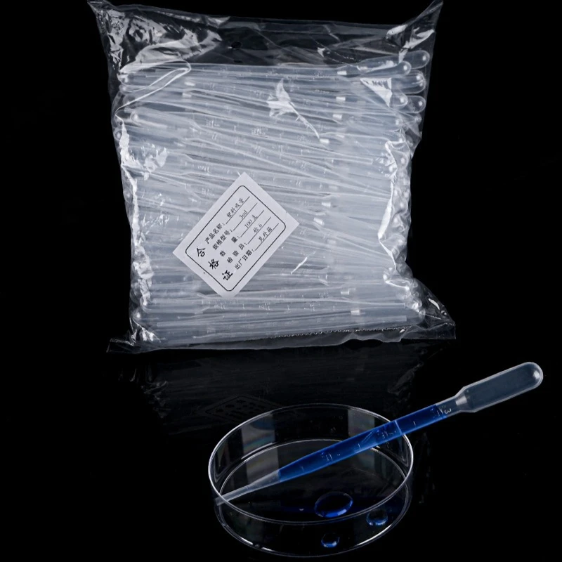 100Pcs/Set Plastic Pipettes 3ml Transparent Transfer Pipette Droppers Lab Experiment Liquid Extraction Pipettes