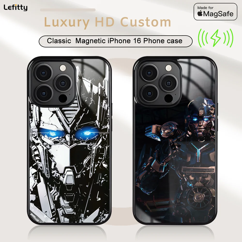 

Cartoon T-Transformers Phone Case For iPhone 16 15 14 13 12 11 Pro Max Plus Mini Magnetic Magsafe Wireless Charging Cover