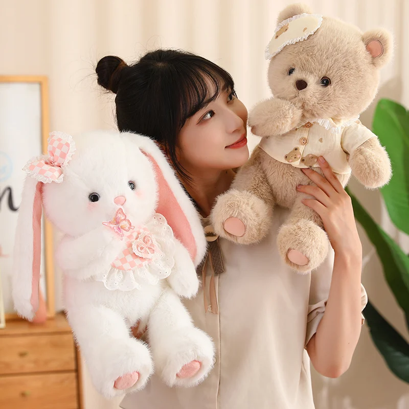 45cm Soft Lovely Big White Bunny&Bear&Cat Plushie Doll Fluffly Stuffed Animals Plush Toy Baby Appease Pillow Kawaii Home Decor