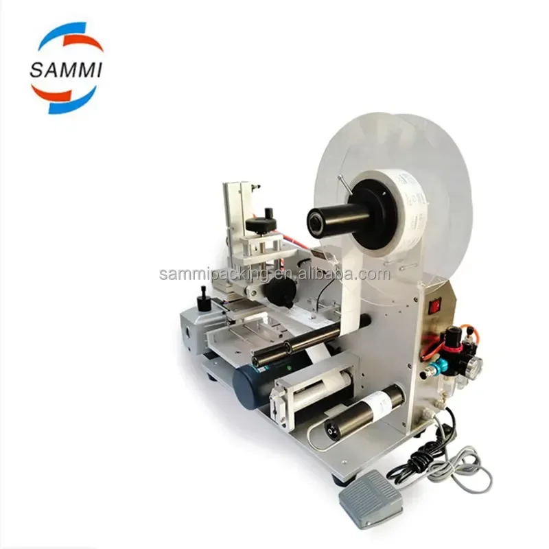 Semi Automatic Flat Label Applicator Manual Labeling Machine High Precision Sticker Labeler for Bottle Box Package Industrial