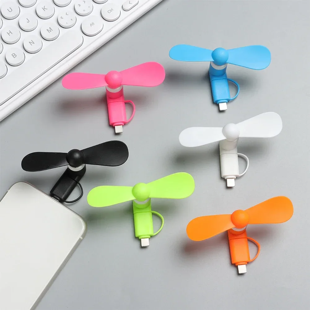 Samsung Xiaomi Huawei HTC telefon için 2in1 tipi C mikro USB Mini Fan radyatör Mini taşınabilir cep telefonu küçük Fan