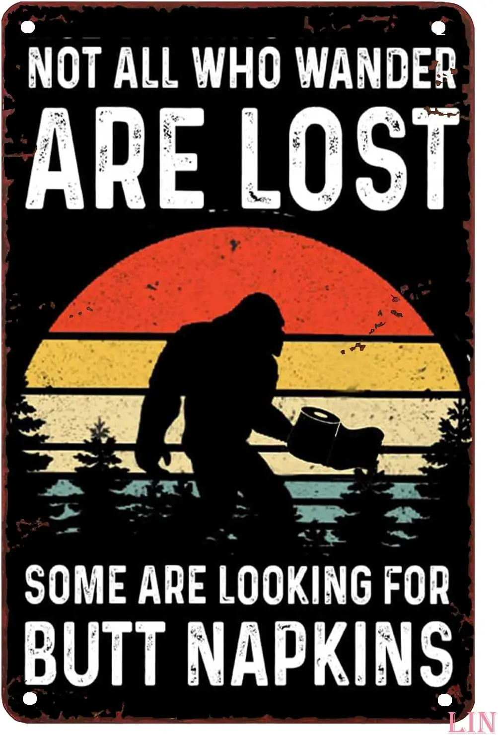 Bigfoot Decor Bigfoot Toilet Toilet Poster Not All Who Wander are Lost Tin Signs Vintage Funny Signs Unique Home Decoration sign