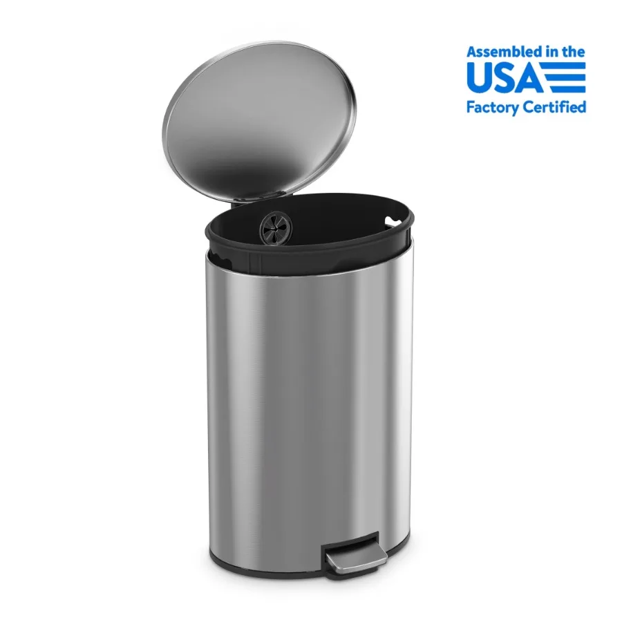 

Kitchen Trash Can 10.5 Gallon Stainless Steel Oval Step Garbage Bin with Soft Close Lid Silver Ideal for Modern Kitchens Provid