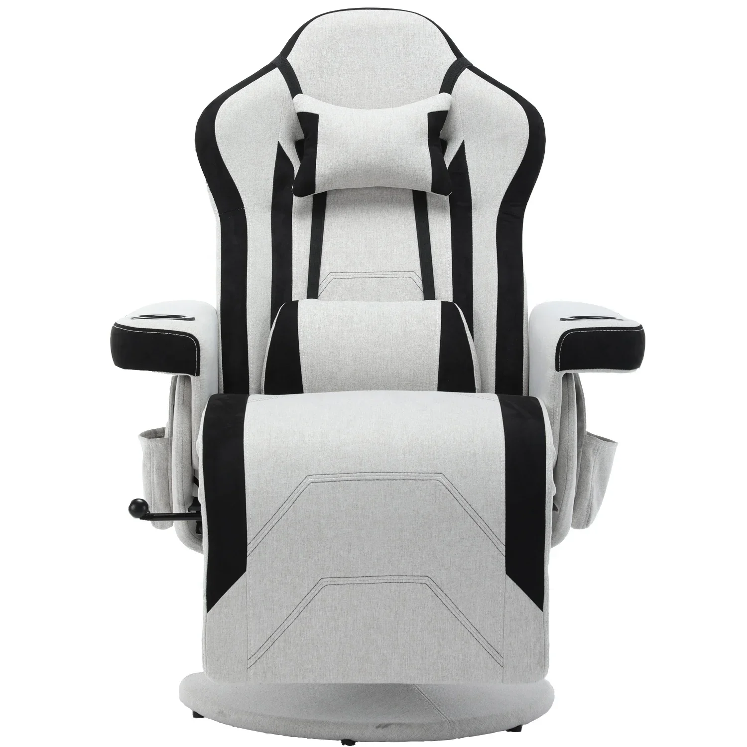 

For Deluxe gaming chair with cup holder White racing style PU leather ergonomic seat