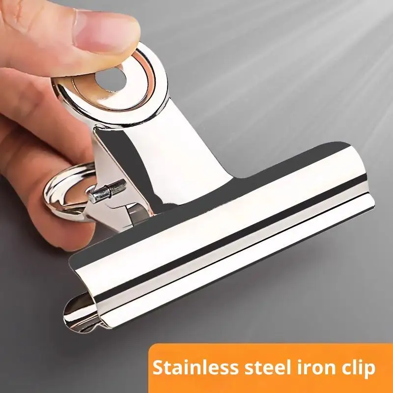 12pcs Stainless Steel Large Mountain Clip Art Drawing Board Clip Metal Binder Office Bill Clip Metal Clip Iron Clip