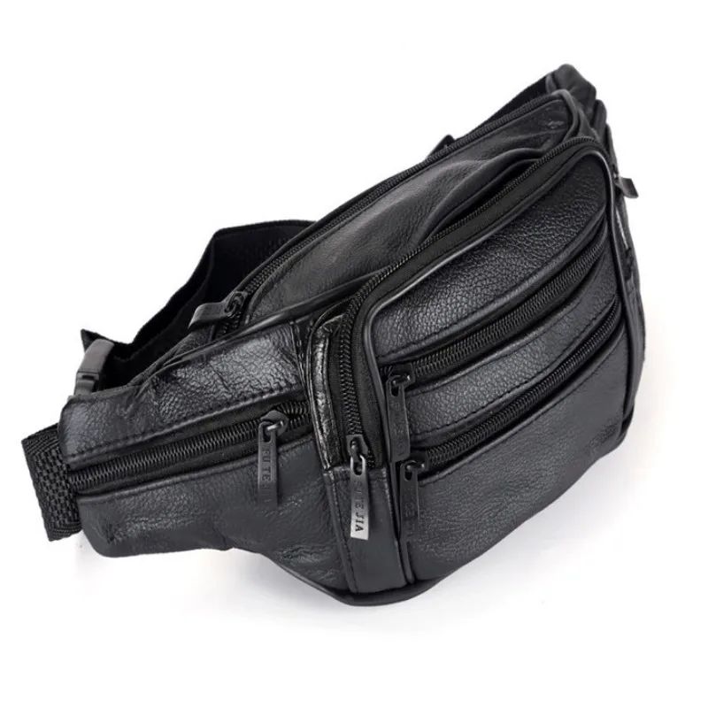 Fashion PU Leather Men Waist Packs Causal Classic Men Crossbody Bag Soft Solid Style Men Handle Handbag Sport Waist Bag