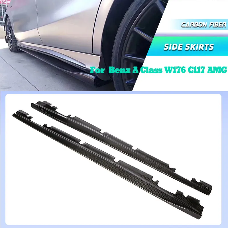 

Full Carbon Fiber Car Side Skirts Extensions for Mercedes Benz A Class W176 CLA Class C117 Sport AMG 2013-2018 Door Apron Lip