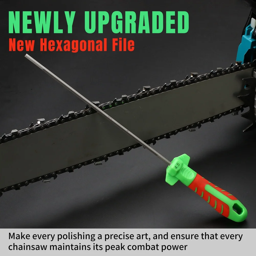 Hexagonal Chainsaw File 3.8mm 4.5mm 5.2mm Steel Sharpening Tool For Power Saw Chain Maintenance Garden Equipment