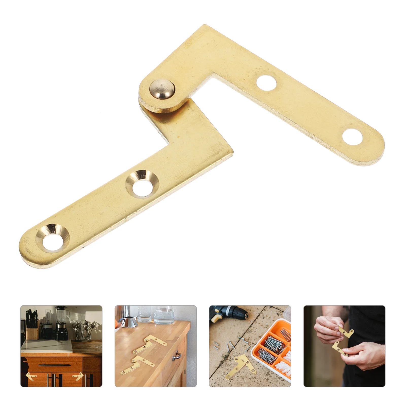 4 Sets Pivot Hinge Copper Attic Ladder Hinge Replacement Durable Rotatable Door Pivot Hinge for Hidden Doors