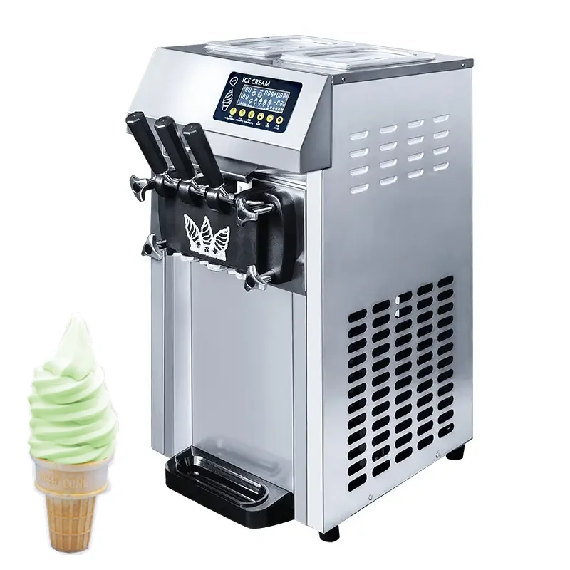 

Factory Price Pre Cooling Stainless Steel Automatic Electric Three Flavor Soft Ice Cream Machine