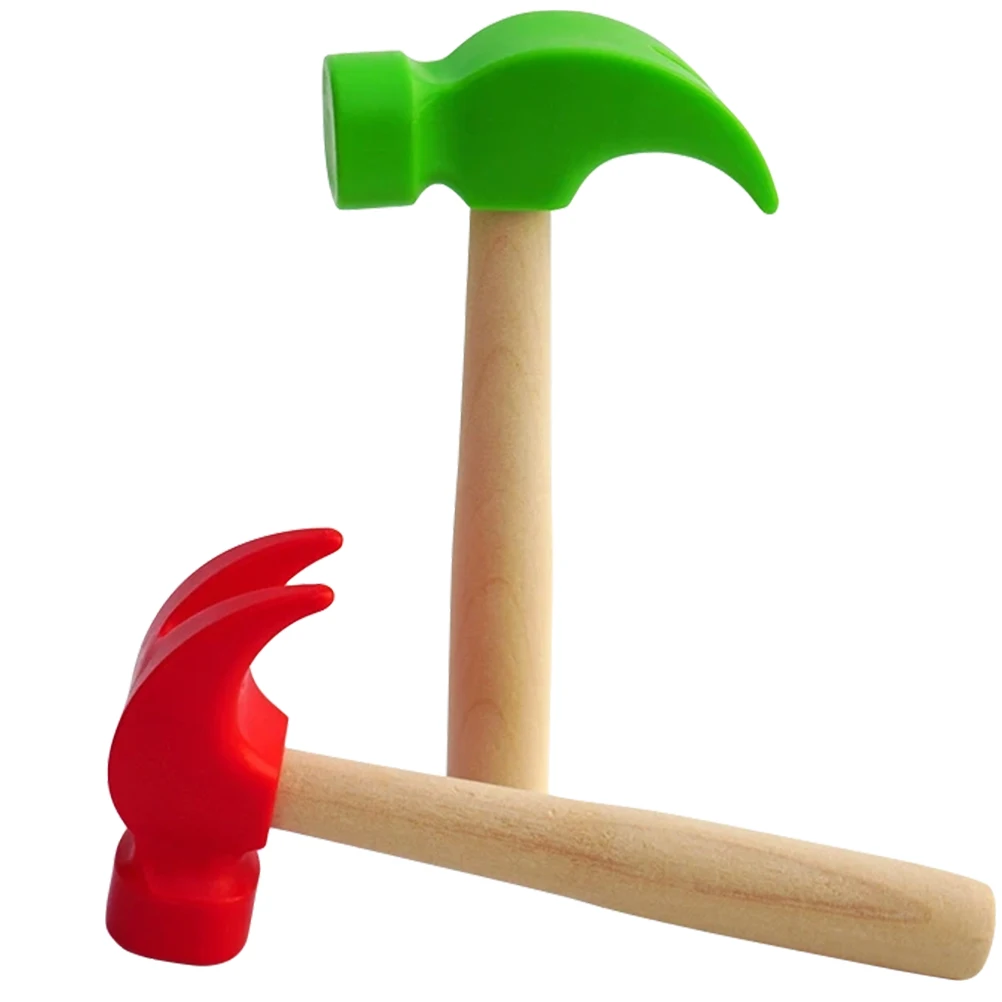 2Pcs Repair Tool Claw Hammer for Kids Premium Wood PP Material Small Hitting Mallet Pounding Game Pretend Play Activity