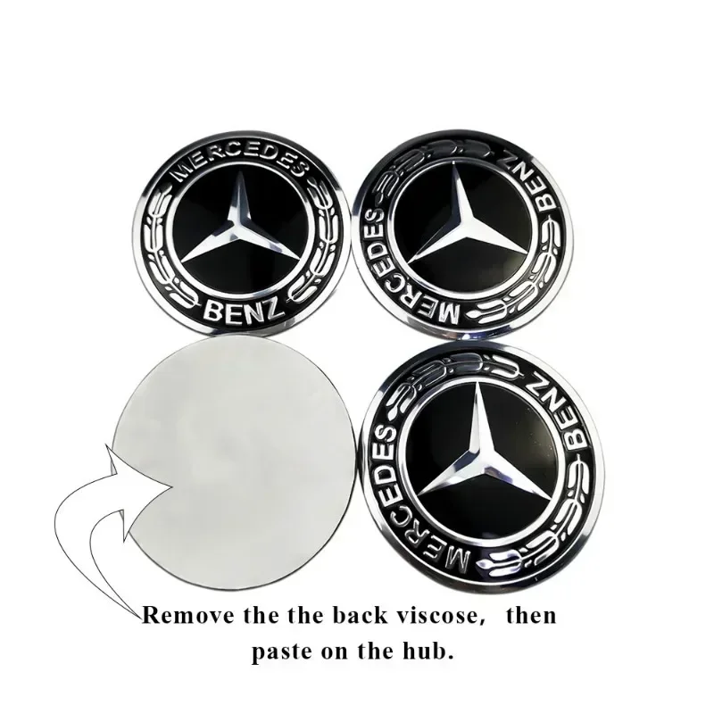 75mm Naklejka z emblematem piasty koła samochodowego do Mercedes Benz W203 W204 W205 W209 W210 W211 W212 W176 W166 W163 W221 Auto Rim Center Naklejka