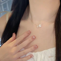 Elegant Delicate Zircon Cherry Blossom Necklace For Women Girls Fashion Flower Choker Necklace Party Jewelry Accessories Gift