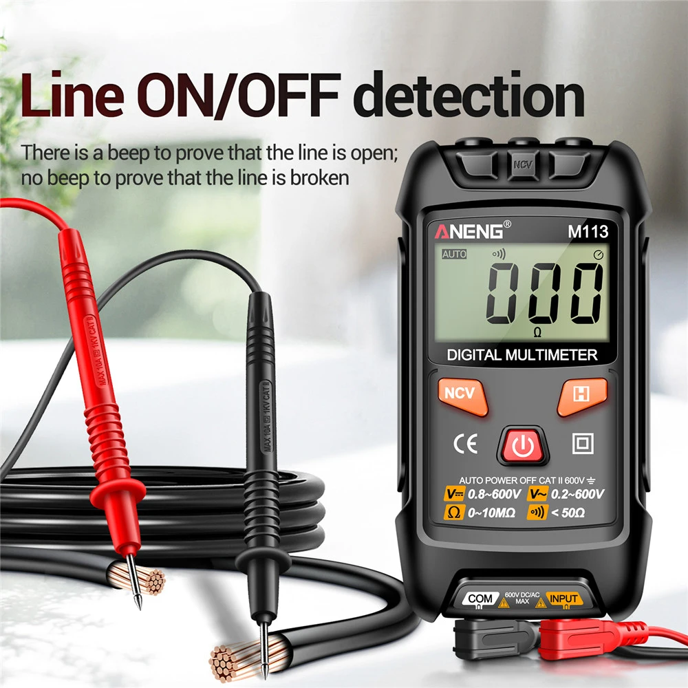 M113 Automatic Digital Multimeter Auto AC/DC Voltage Meter 1999 Counts Multimetro Ohm NCV Electricity Tools Measuring Instrument