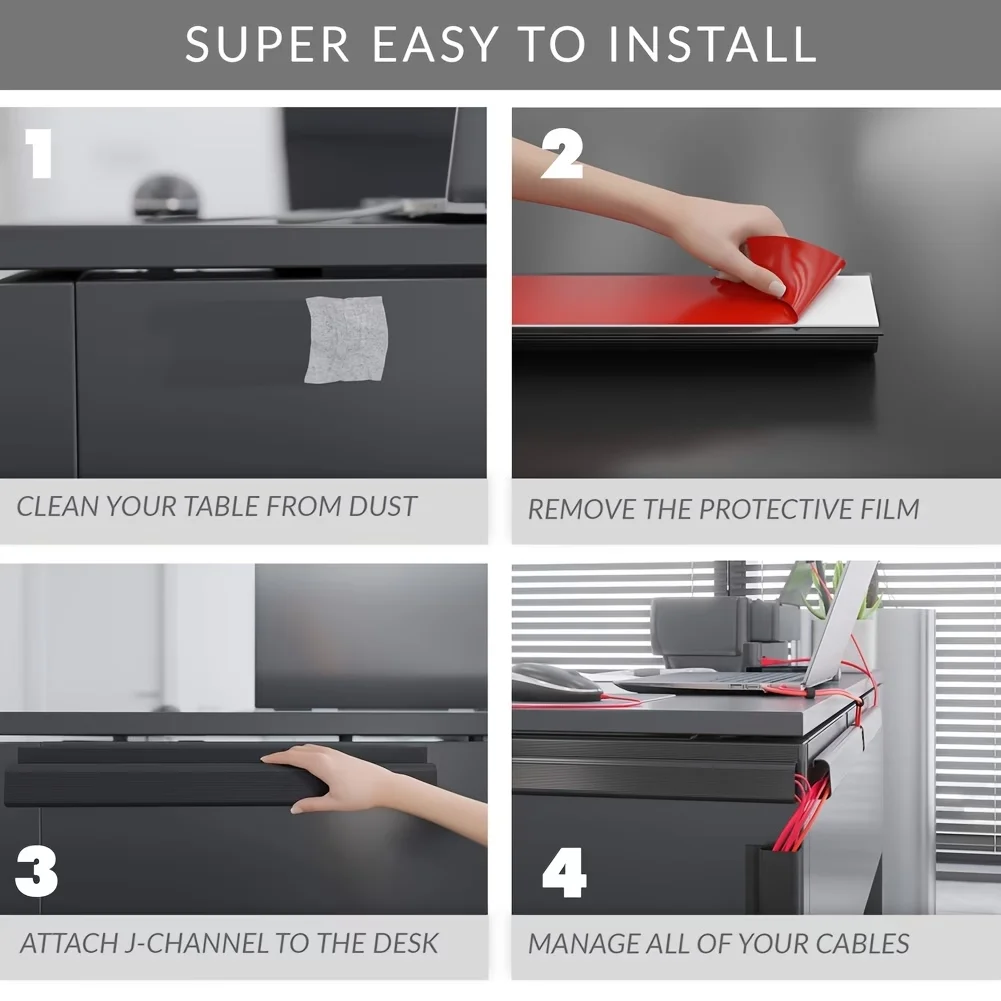 1PC PVC Channel Under Desk Cable Management Tray Organizer Power Cord wire hider Strip Protecter No Drilling Cable Raceway view 6