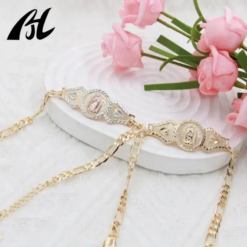 New Joyeria Religious Jewelry Lucky Ancle Bracelet Women Virgin Mary  Tricolor Laminado in or De La