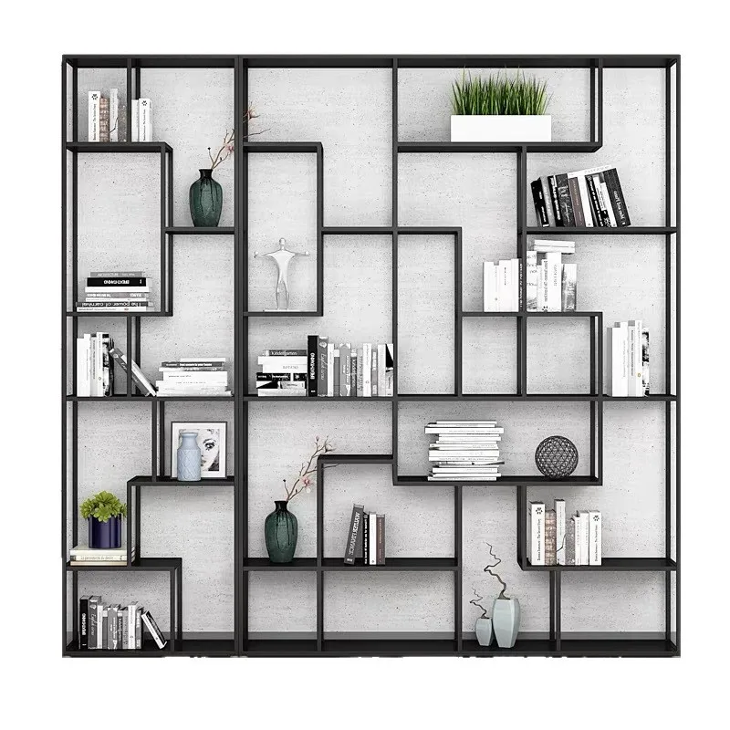 Wrought iron shelves, bookshelves, floor-to-ceiling living room entrance, Bogu display racks, storage products, display racks, o