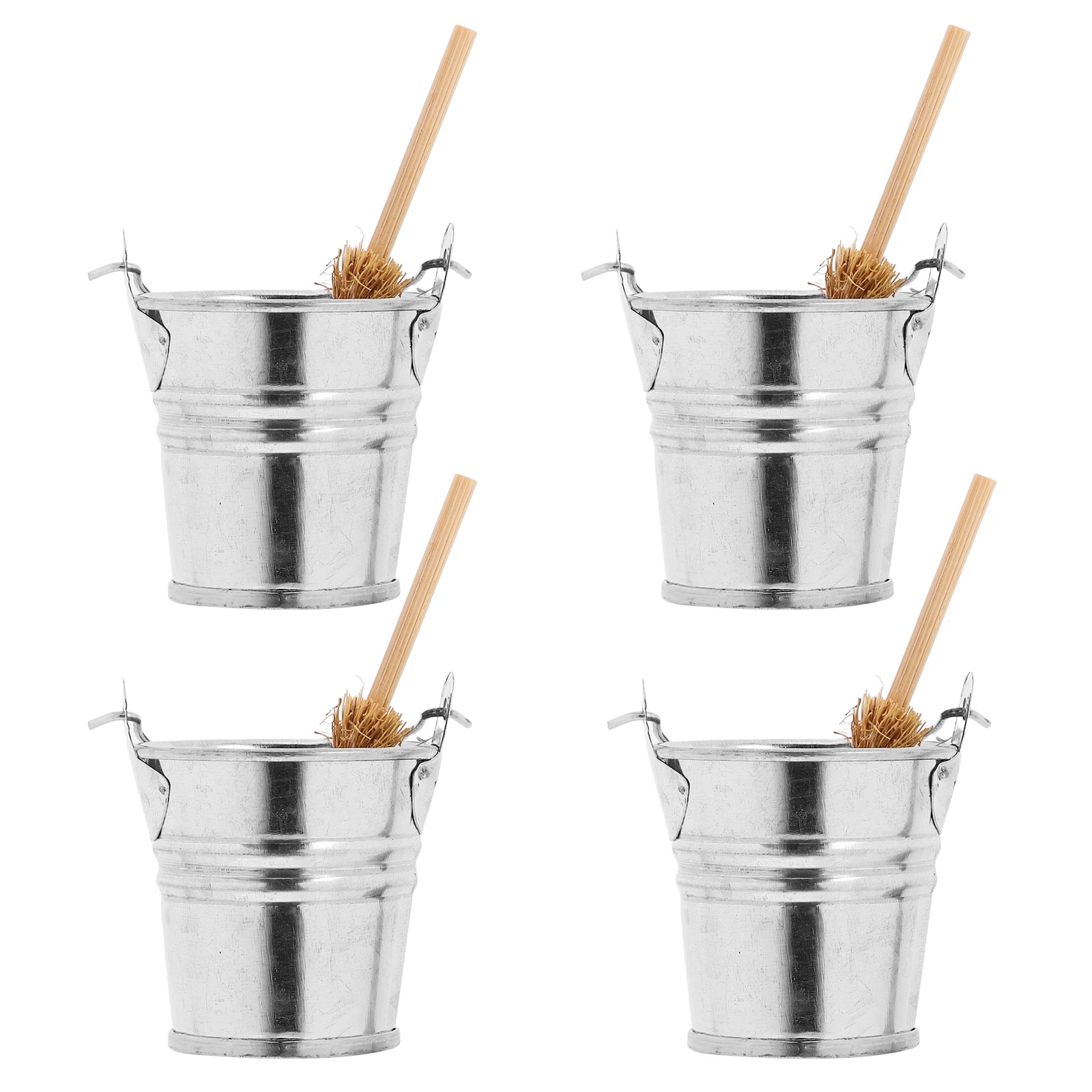 

1 set Mini Broom Iron Bucket Models For Miniature Home Decor Props Dollhouse Scene Accessories