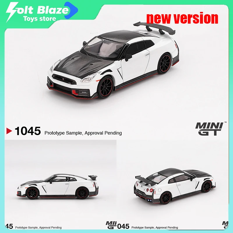 

MINI GT 1/64 Nissan GT-R Nismo R35 No 1045, литая под давлением модель автомобиля белого цвета, детские игрушки, имитация сплава, коллекционные автомобили, подарок для мальчика