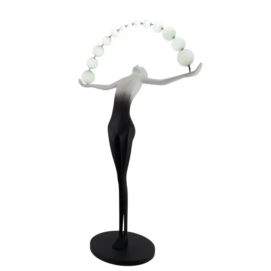 Postmodern humanoid sculpture ball floor lamp, creative large human body vertical lamp in hotel lobby living room