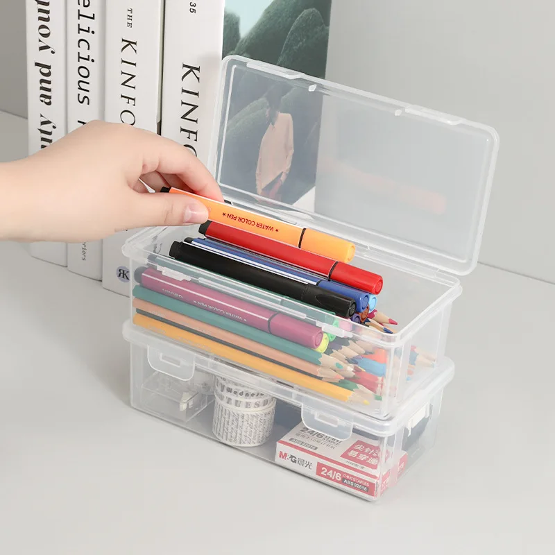 1PC Transparent Pencil Case Sketch Plastic Pencil Case Storage Case Art Student Pencil Case Large Capacity Toolbox