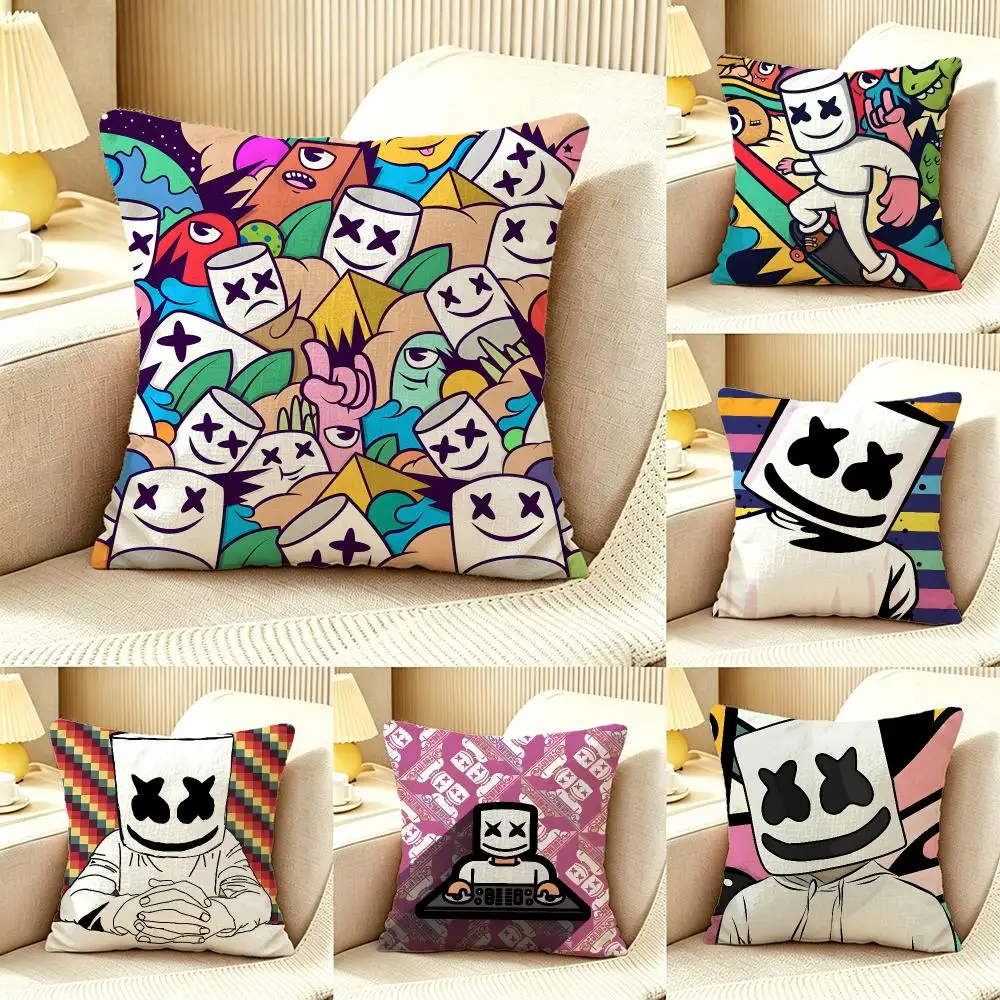 artist DJ Marshmello Cushion Cover Pillow Cover Nordic Minimalist Throw DoubleSided Print Cushion Case for Sofa Bedroom Decor