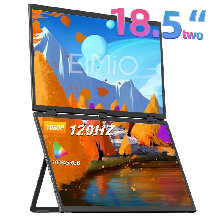 

Eimio NEW OEM Portable Gaming 120HZ 18.5 Inch 1080P 8bit Energy Efficient Slim IPS Display Type-C 100% SRGB Dual Monitors