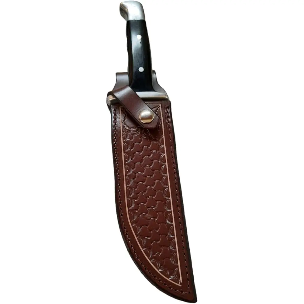 

Vertical Right Hand Carry Knife Sheath For Bu 124 Knife, Fixed Blade Leather Knife Holder, Dark Brown