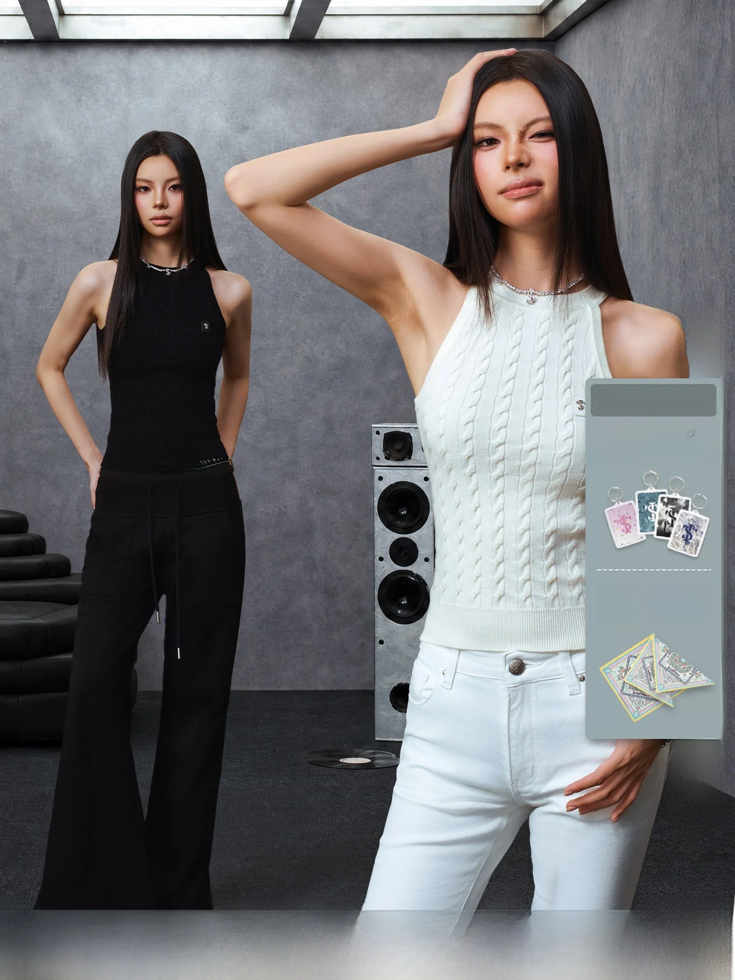 STK SmallTownKid Ultra Lightweight Knitted Sleeveless Vest Women's Slim Fit Hanging Neck Strap Elegant Style Short Length
