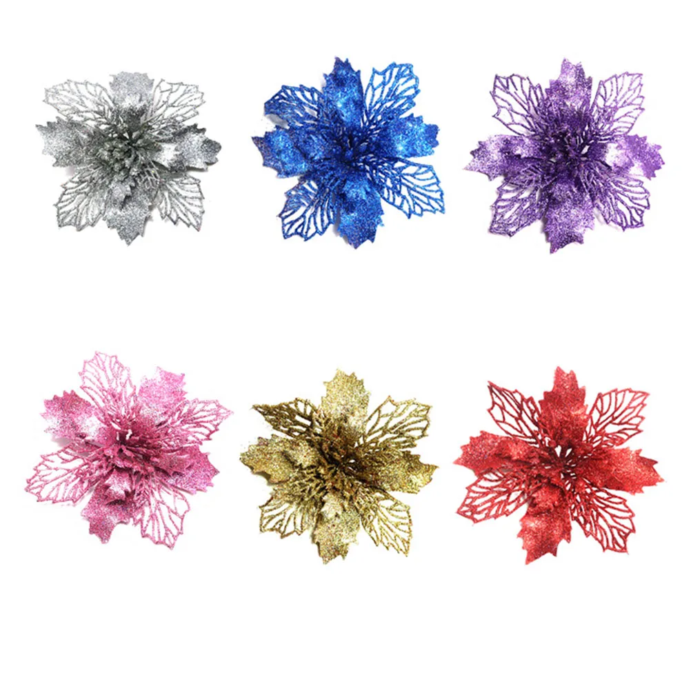 

6 Pcs Tree Flowers Decor Elegant Lightweight Craft nament for Home Party Flowers Decor Christmas Tree Flower Holiday