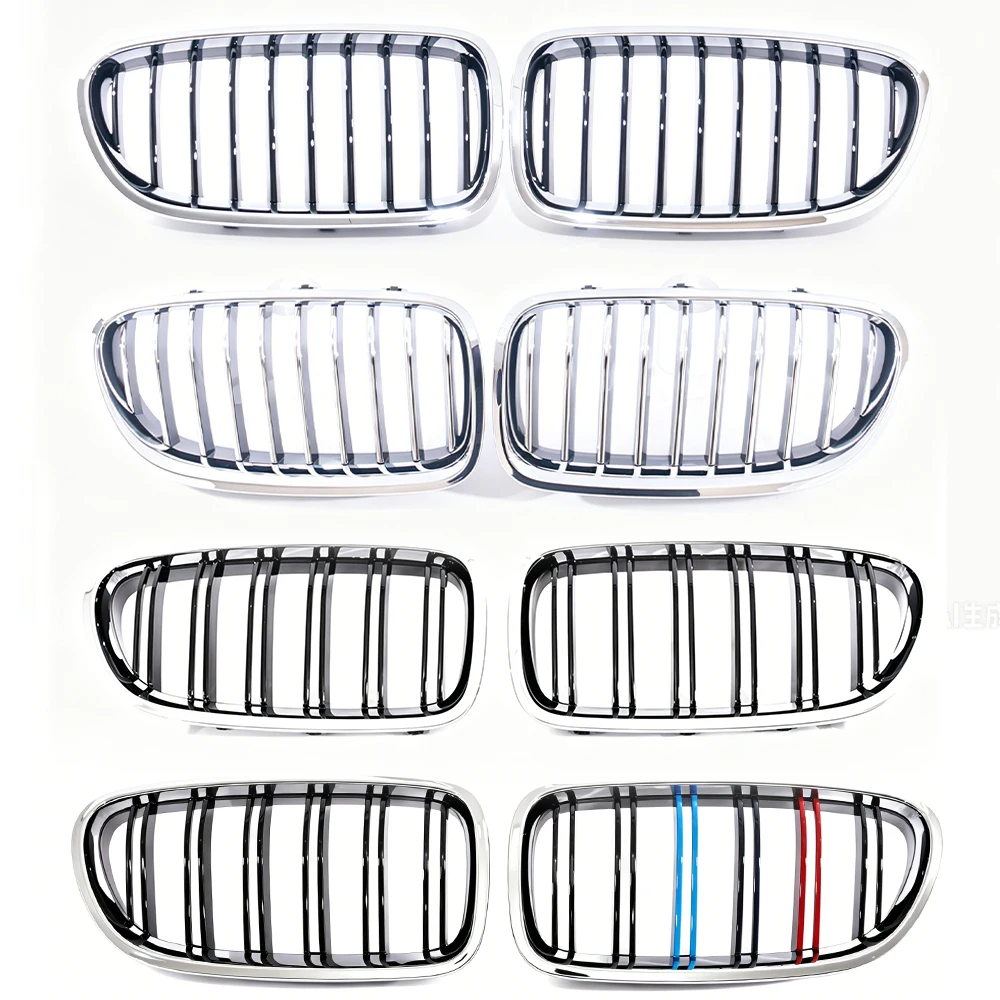 For BMW 5 Series F10 F11 2010-2018 Single/Double Line Grill Chrome Black Silver Gloss Black Racing Grille520 525 530 535 540528
