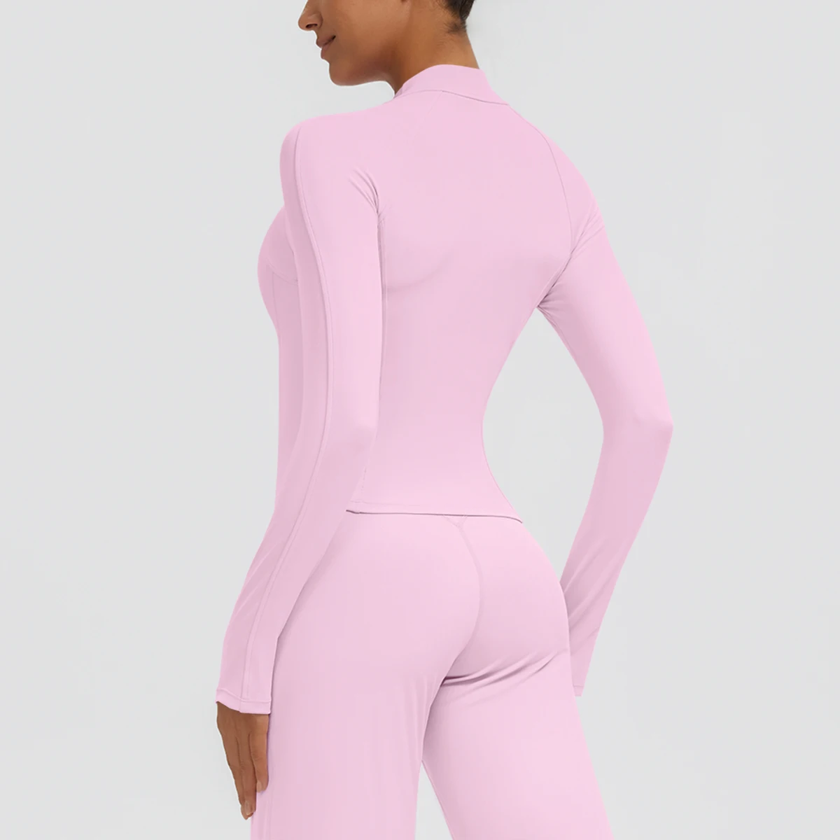 New Women Gym Clothing Zipper Jacket Yoga Zipper Long Sleeves Slim Casual Solid Color Sports Top Fitness Running Training Top